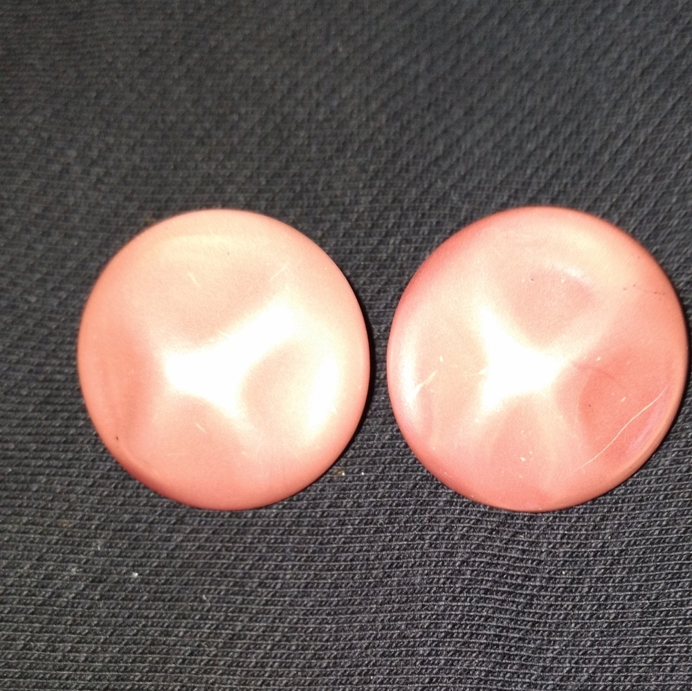 Vintage Japan Pink Disc Clip Earrings